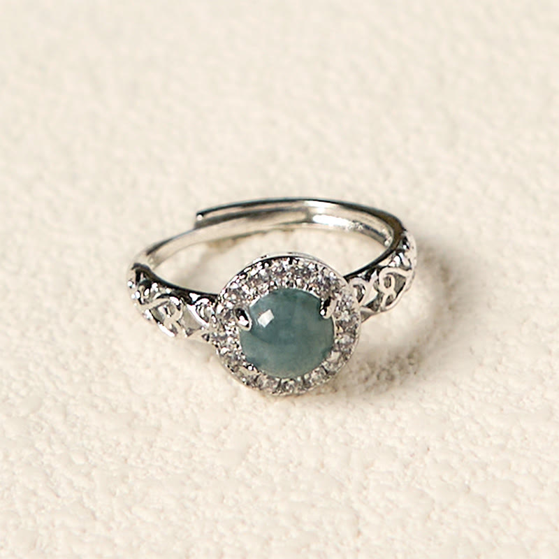 Bague porte-bonheur en jade Hetian de 4 mm avec motif de bâton Ruyi