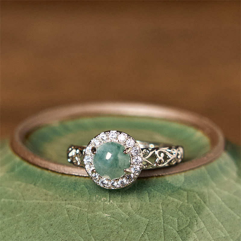 Bague porte-bonheur en jade Hetian de 4 mm avec motif de bâton Ruyi