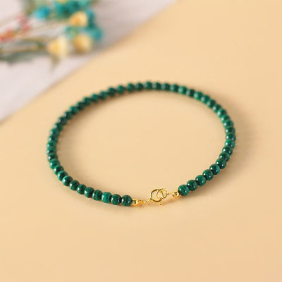 Bracelet anti-anxiété en or 14 carats et malachite de 4 mm