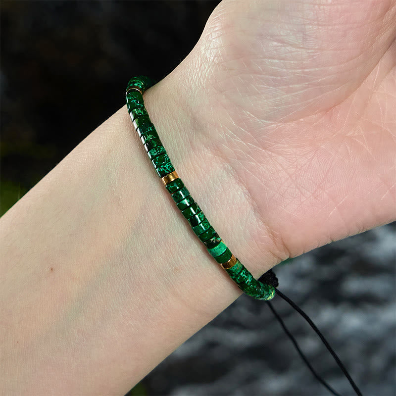 Bracelet anti-anxiété en malachite de 4 mm pour l'équilibre émotionnel