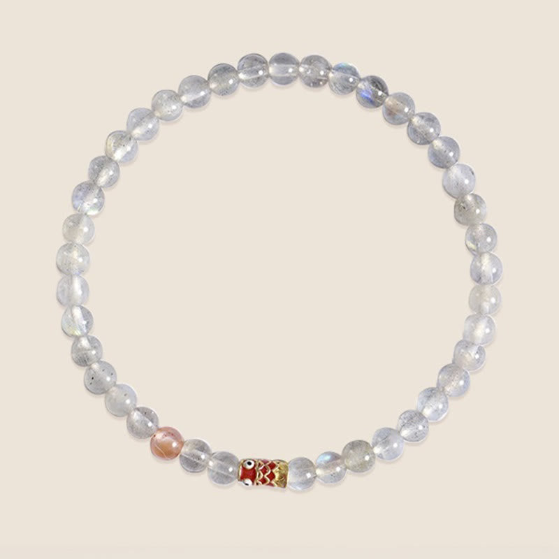 Bracelet Koi en pierre de lune de 4 mm pour le calme et la chance