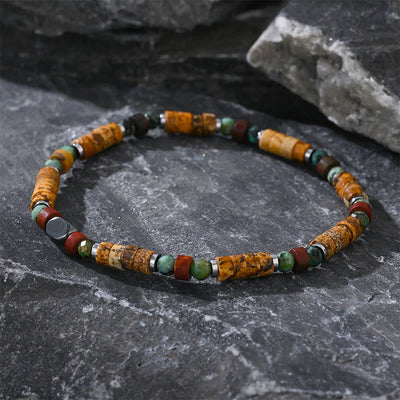 Bracelet positif en jaspe turquoise et hématite 4 mm