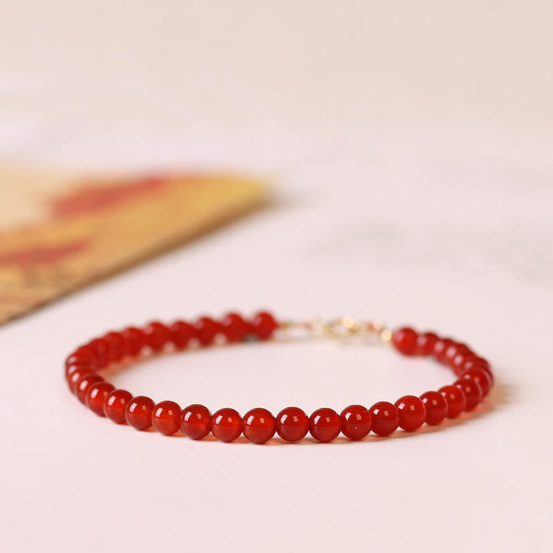 Bracelet Calme en Agate Rouge 4 mm pour l'Équilibre Émotionnel