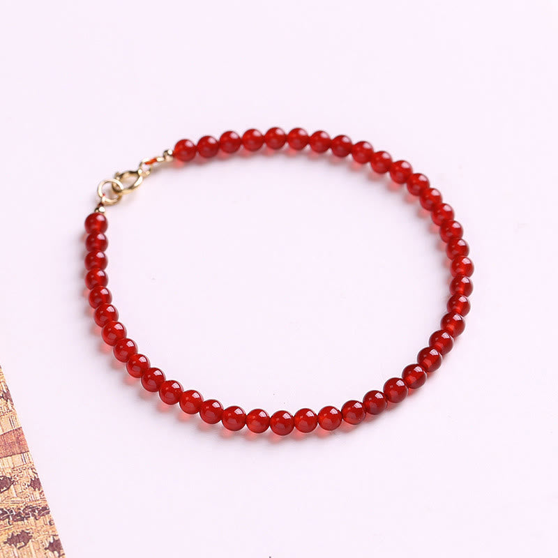 Bracelet Calme en Agate Rouge 4 mm pour l'Équilibre Émotionnel