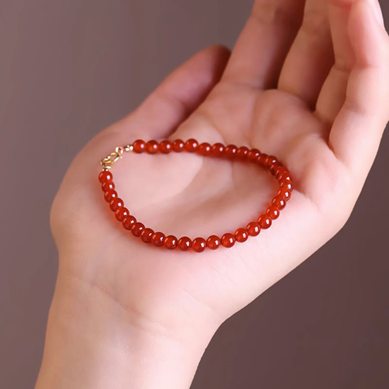 Bracelet Calme en Agate Rouge 4 mm pour l'Équilibre Émotionnel