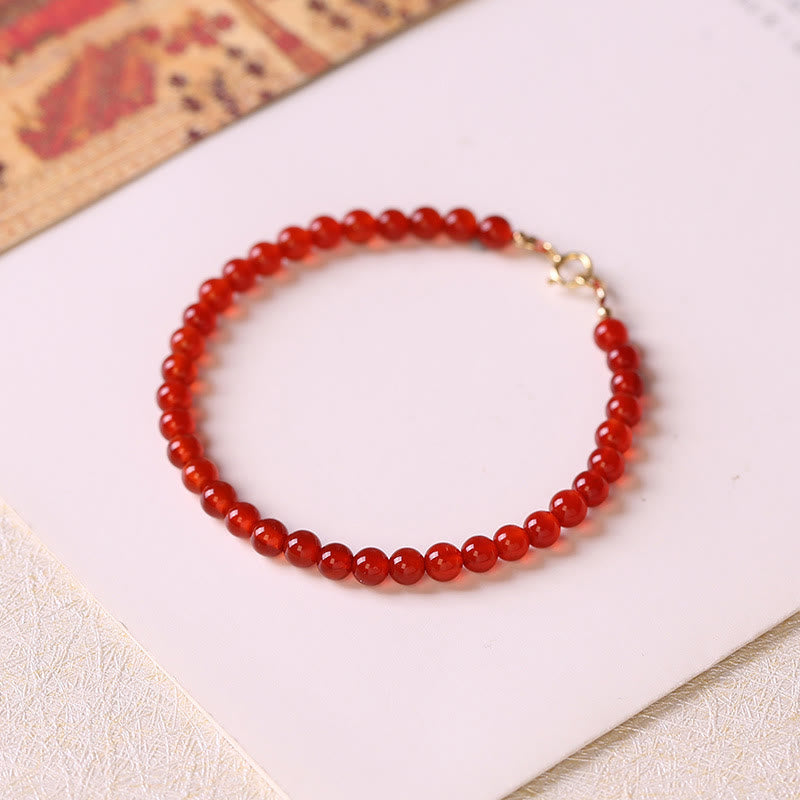 Bracelet Calme en Agate Rouge 4 mm pour l'Équilibre Émotionnel