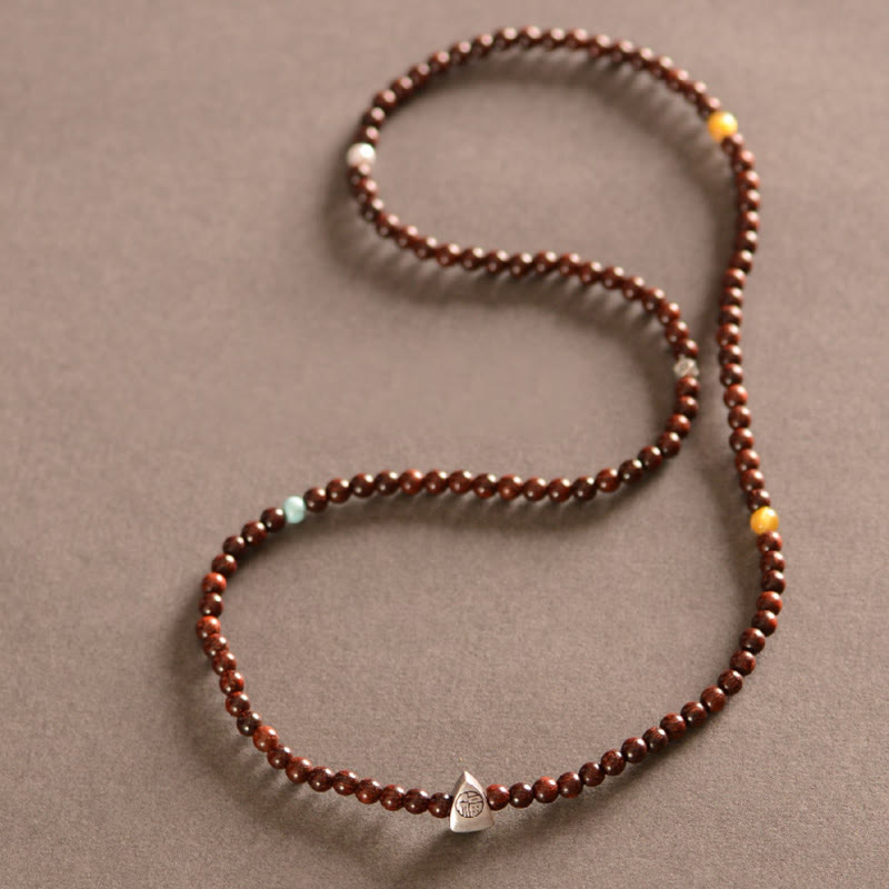 Bracelet de protection spirituelle en bois de santal rouge à petites feuilles de 4 mm