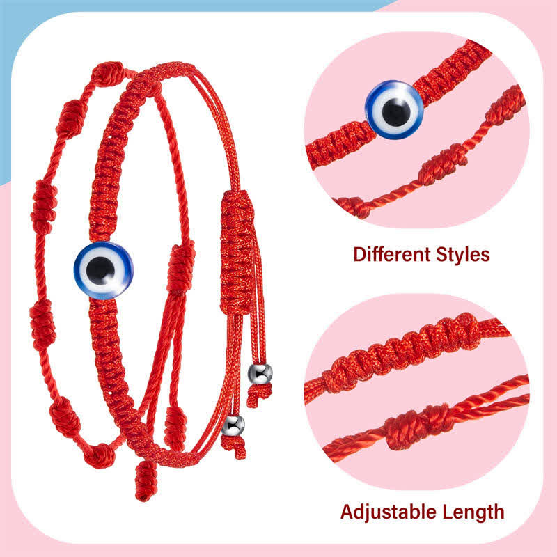 Lot de 4 bracelets de protection contre le mauvais œil en fil rouge