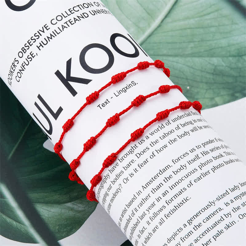 Lot de 4 bracelets de protection contre le mauvais œil en fil rouge