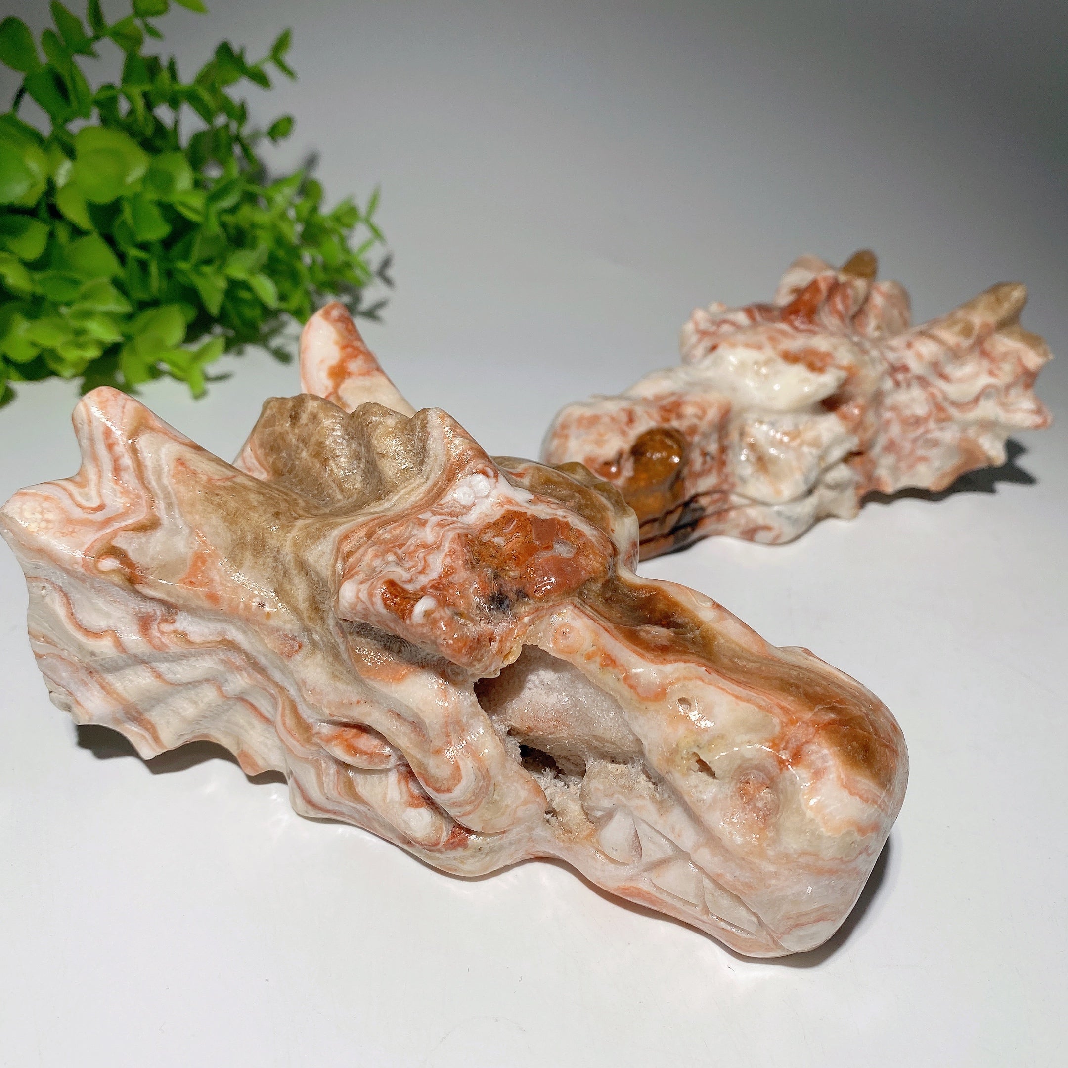 5.0 Inch Chocolate Calcite Crystal Dragon Head Carving