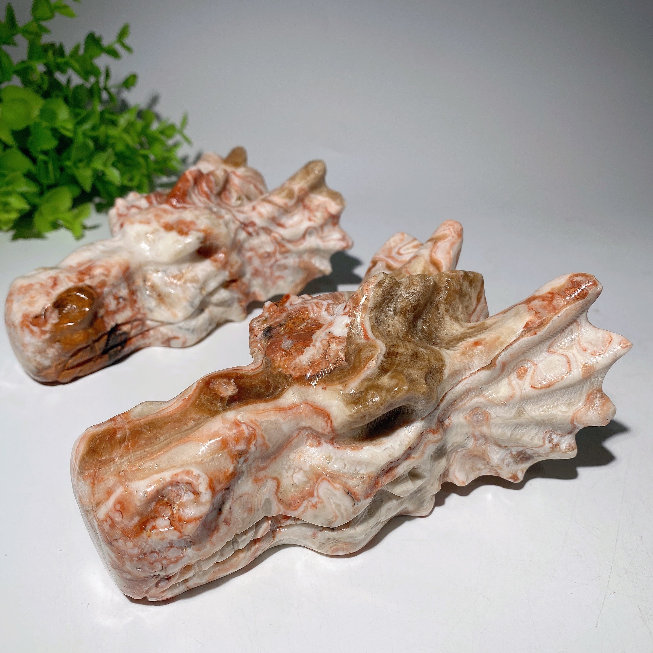 5.0 Inch Chocolate Calcite Crystal Dragon Head Carving