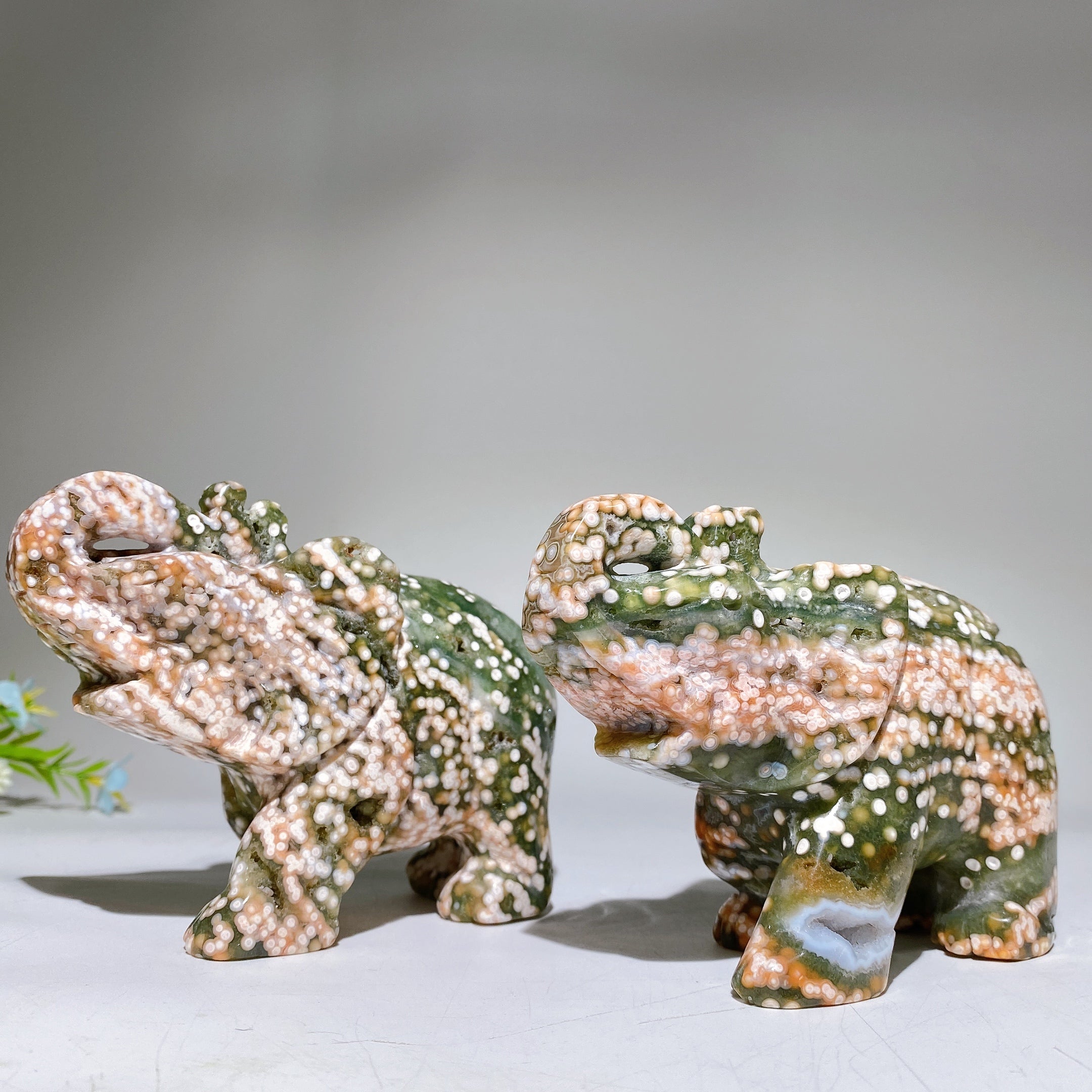5.0-inch Ocean Jasper Elephant Crystal Carving Sculpture