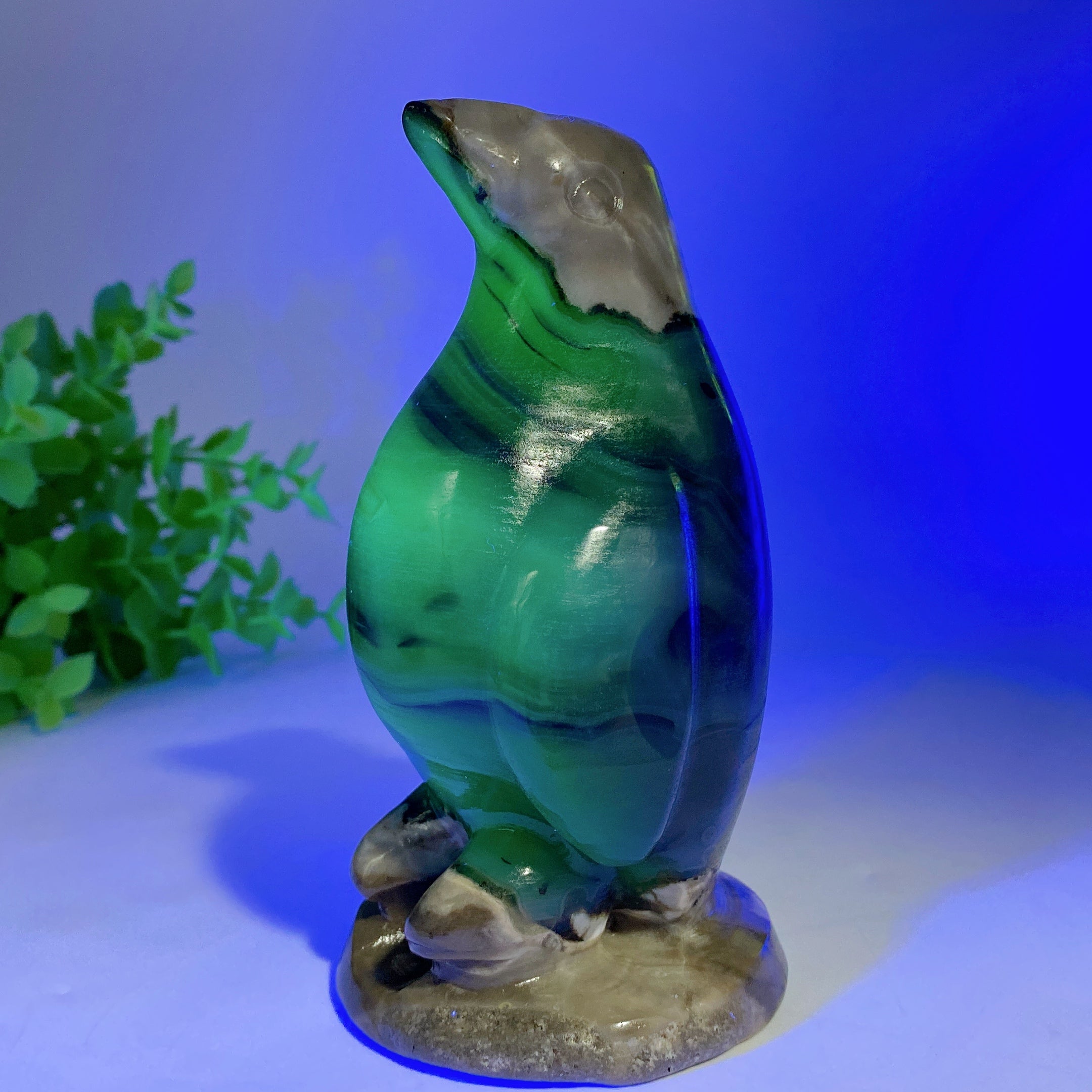 5.0" Volcanic Agate Penguin Figurine for Healing & Decor