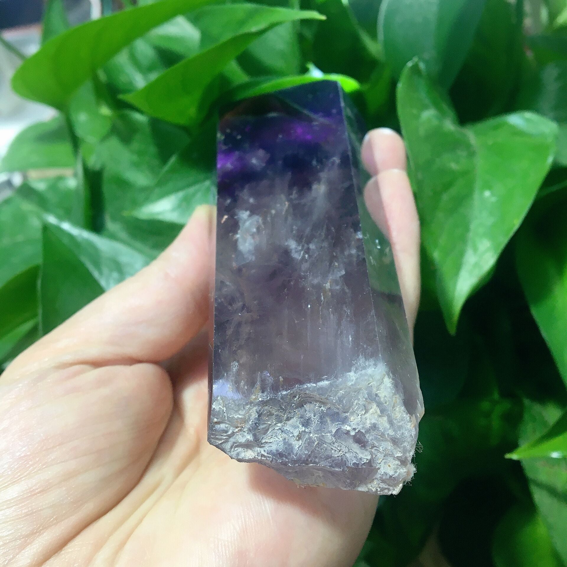 5.3-inch Dark Purple Amethyst Half Polished Crystal Point