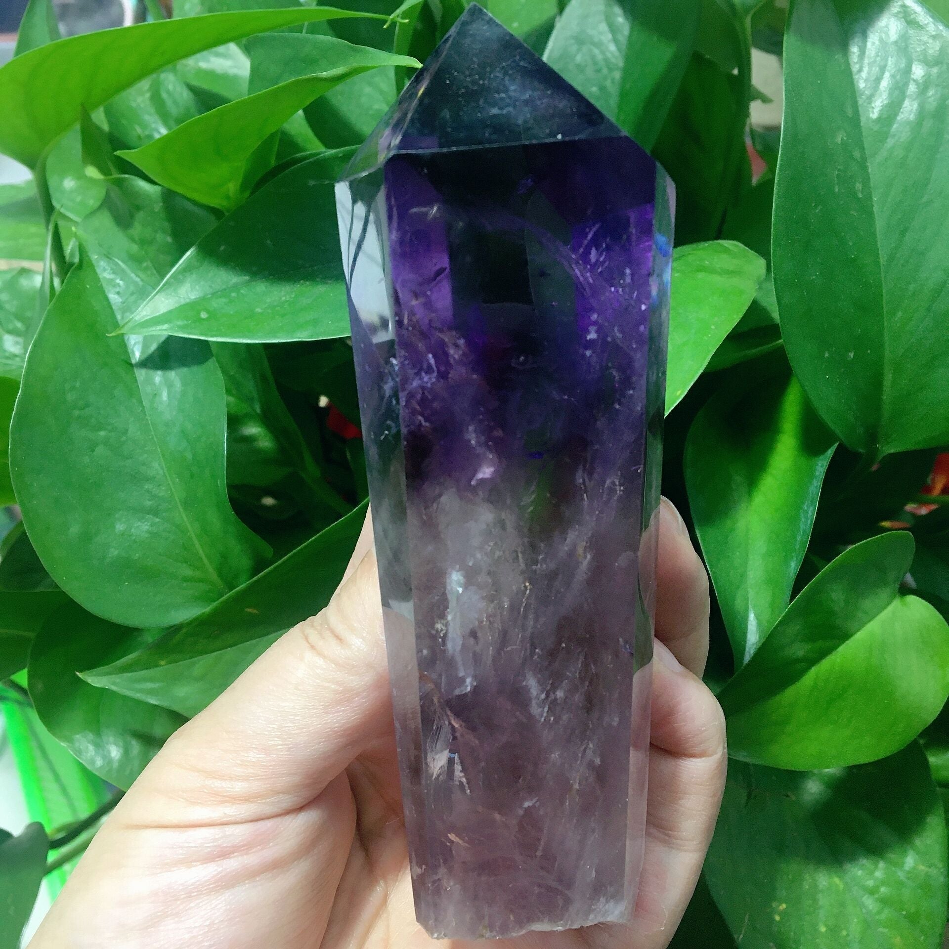 5.3-inch Dark Purple Amethyst Half Polished Crystal Point