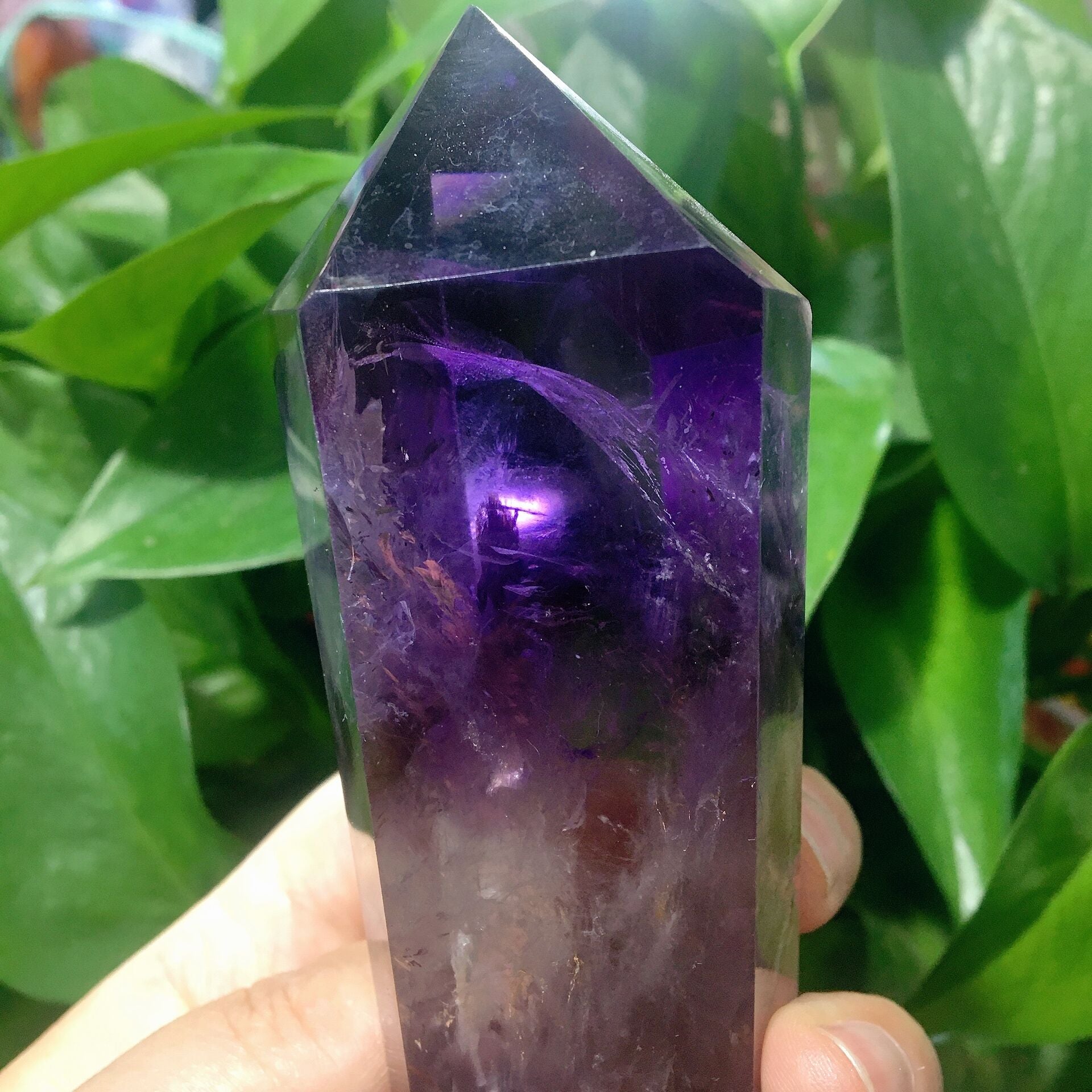 5.3-inch Dark Purple Amethyst Half Polished Crystal Point