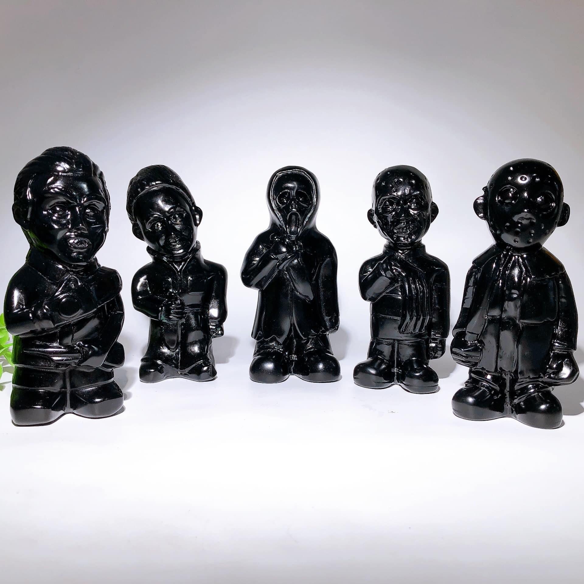 Figurines en cristal sculptées en obsidienne noire de 5,4 pouces