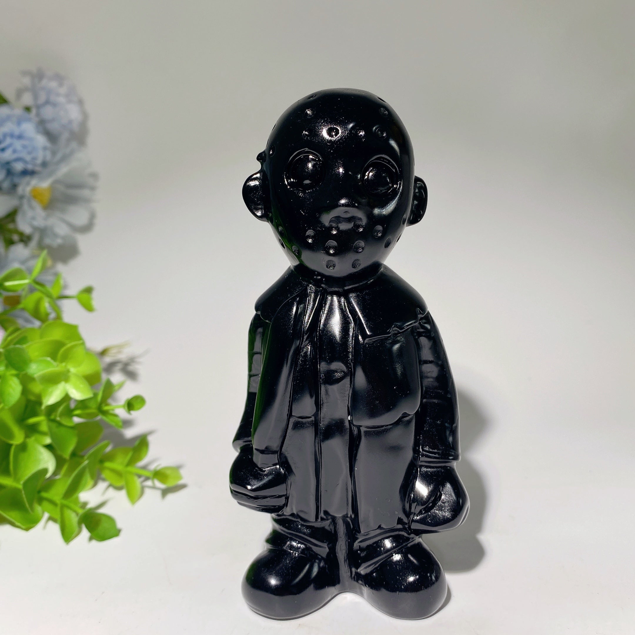 Figurines en cristal sculptées en obsidienne noire de 5,4 pouces