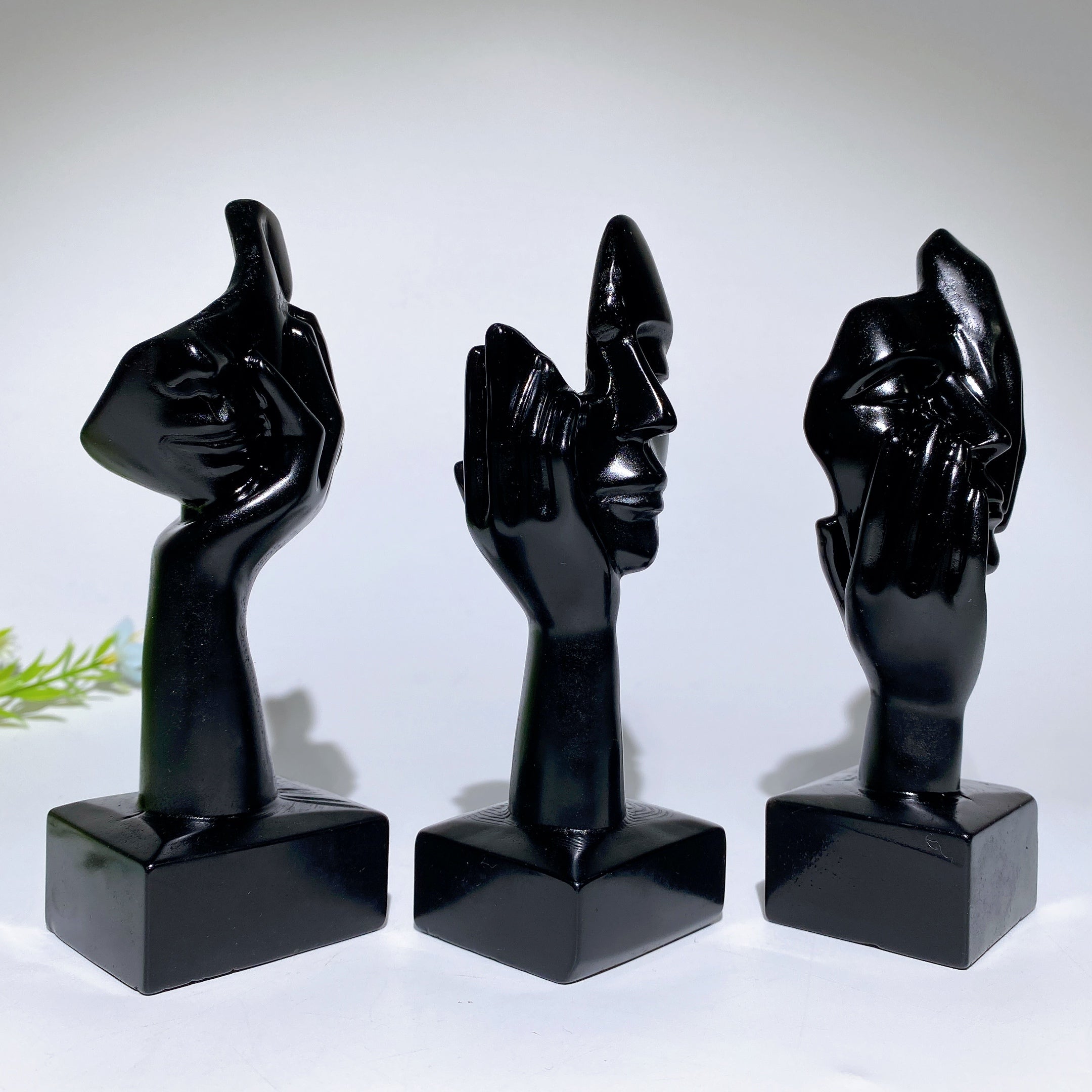 5.4 inch Black Obsidian Thinker Crystal Figurine