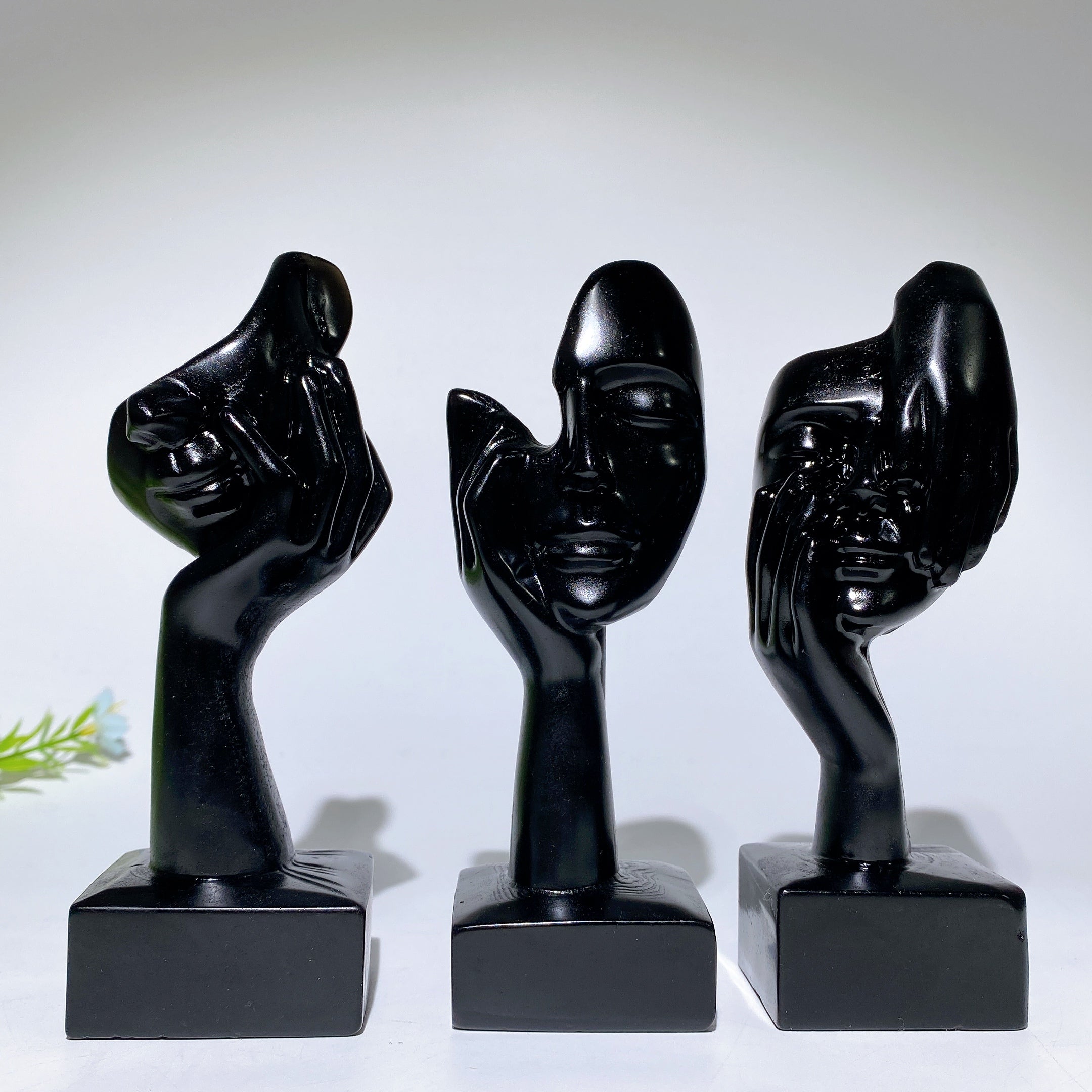 5.4 inch Black Obsidian Thinker Crystal Figurine