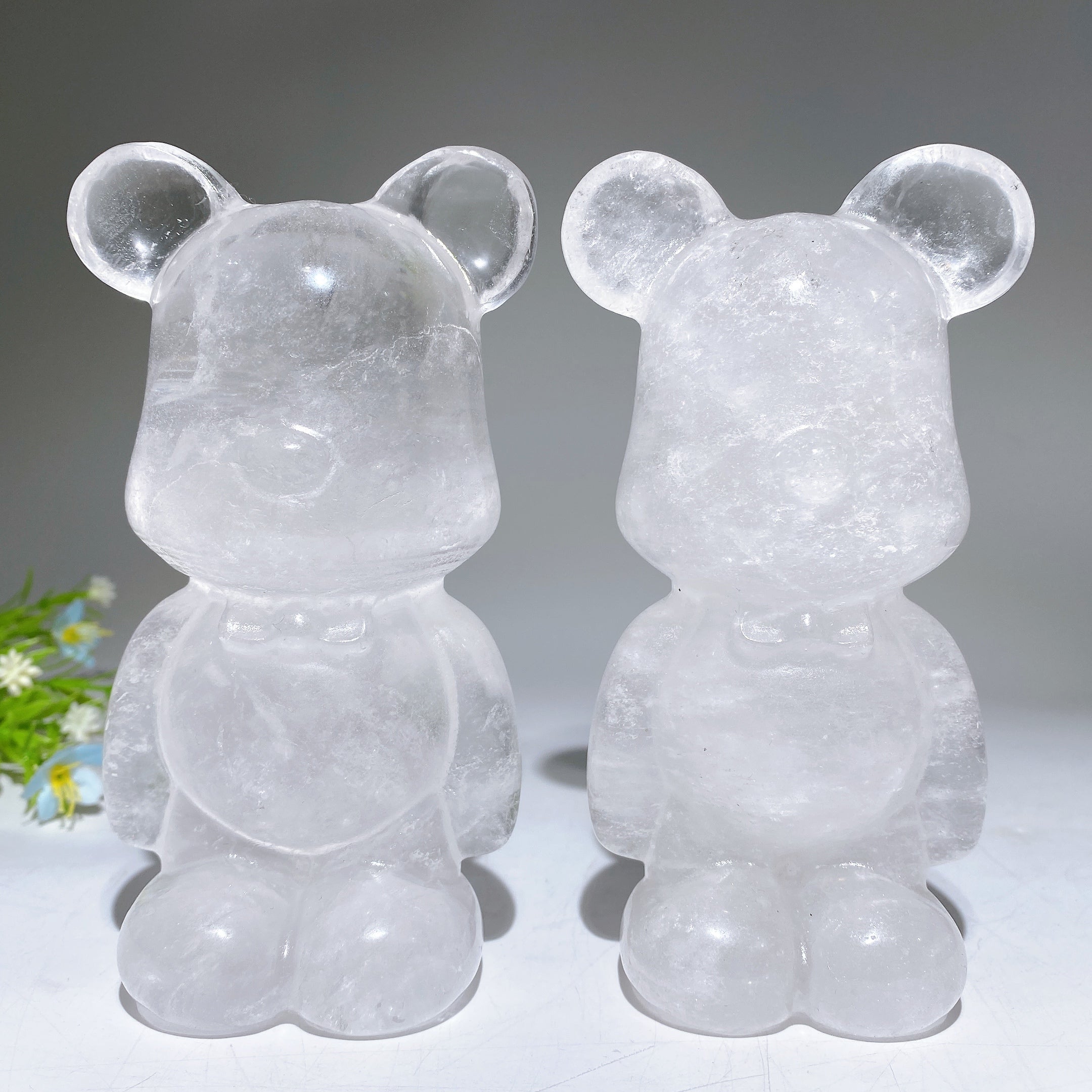 5.4 inch Clear Quartz Crystal Bear Carving for Healing