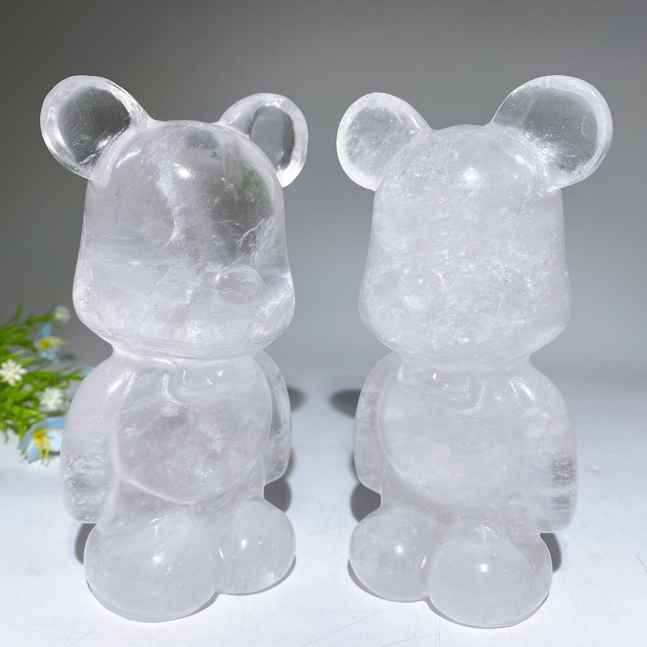5.4 inch Clear Quartz Crystal Bear Carving for Healing