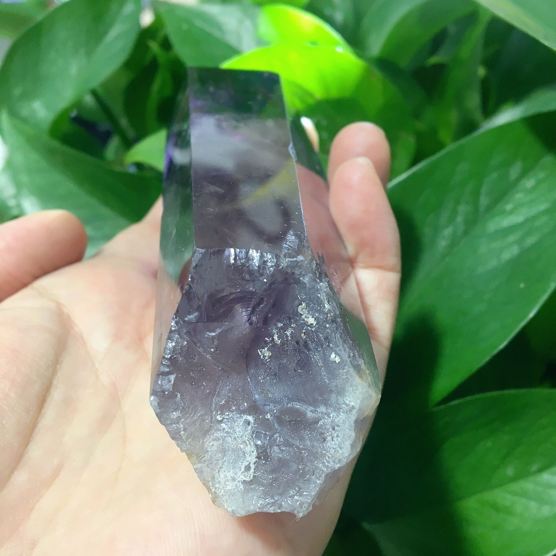 5.4 Inch Dark Purple Amethyst Half Polished Crystal Point for Healing