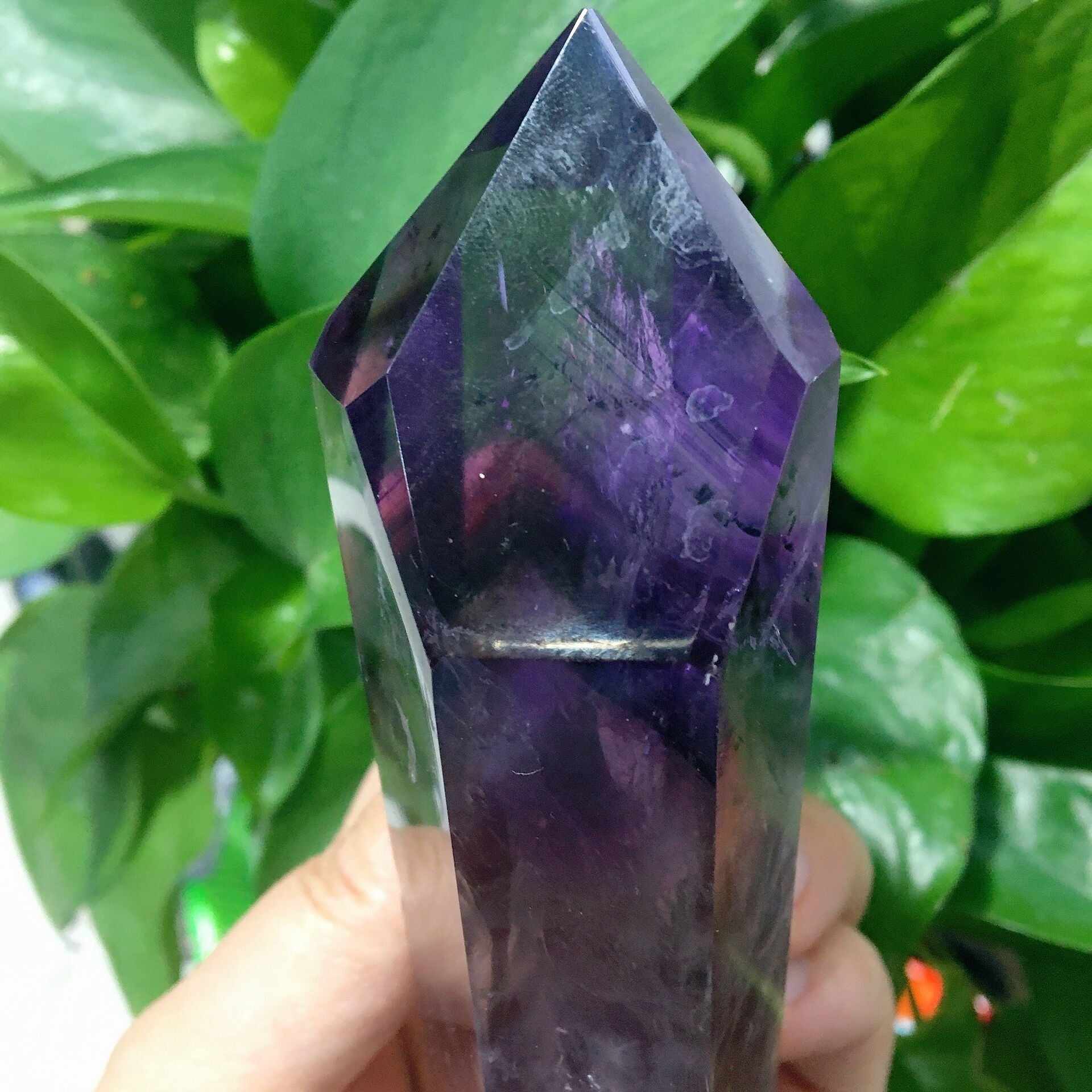 5.4 Inch Dark Purple Amethyst Half Polished Crystal Point for Healing