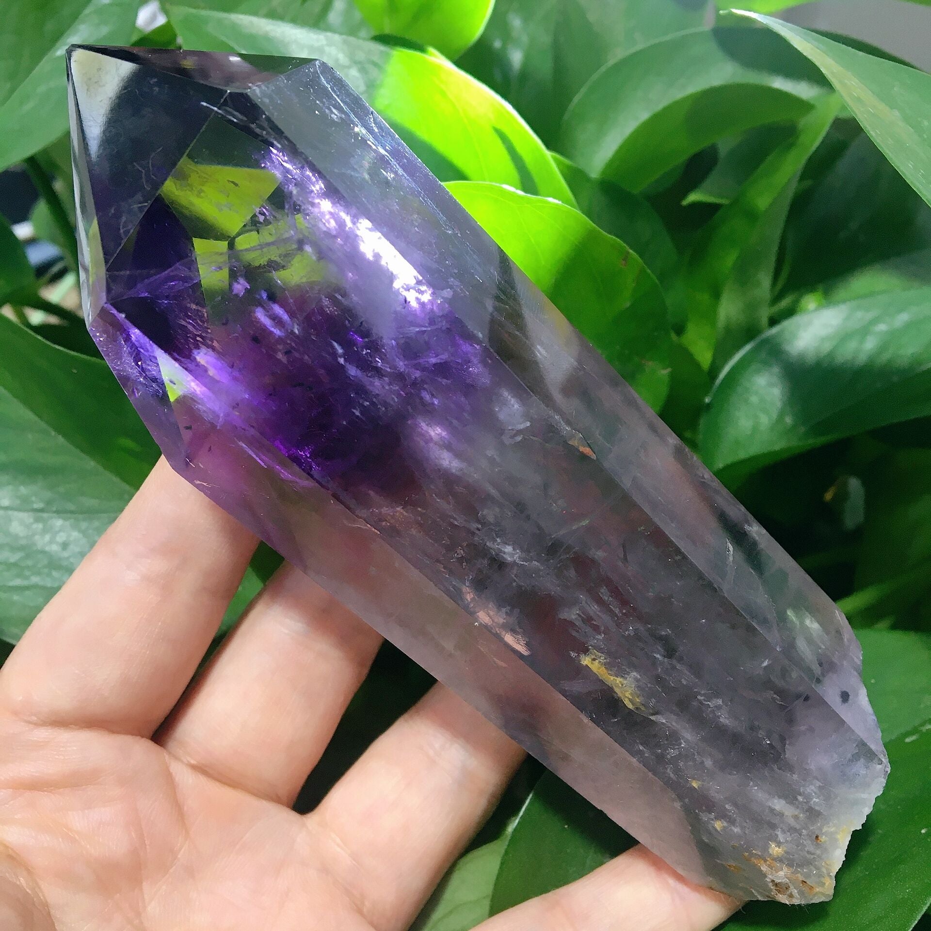 5.4 Inch Dark Purple Amethyst Half Polished Crystal Point for Healing
