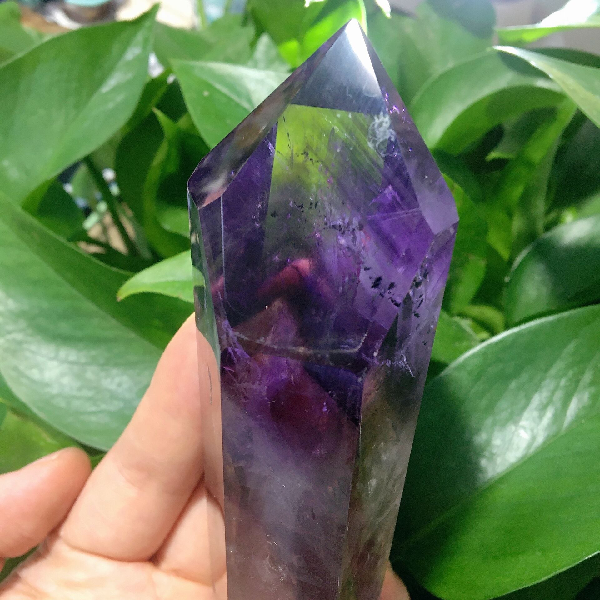 5.4 Inch Dark Purple Amethyst Half Polished Crystal Point for Healing