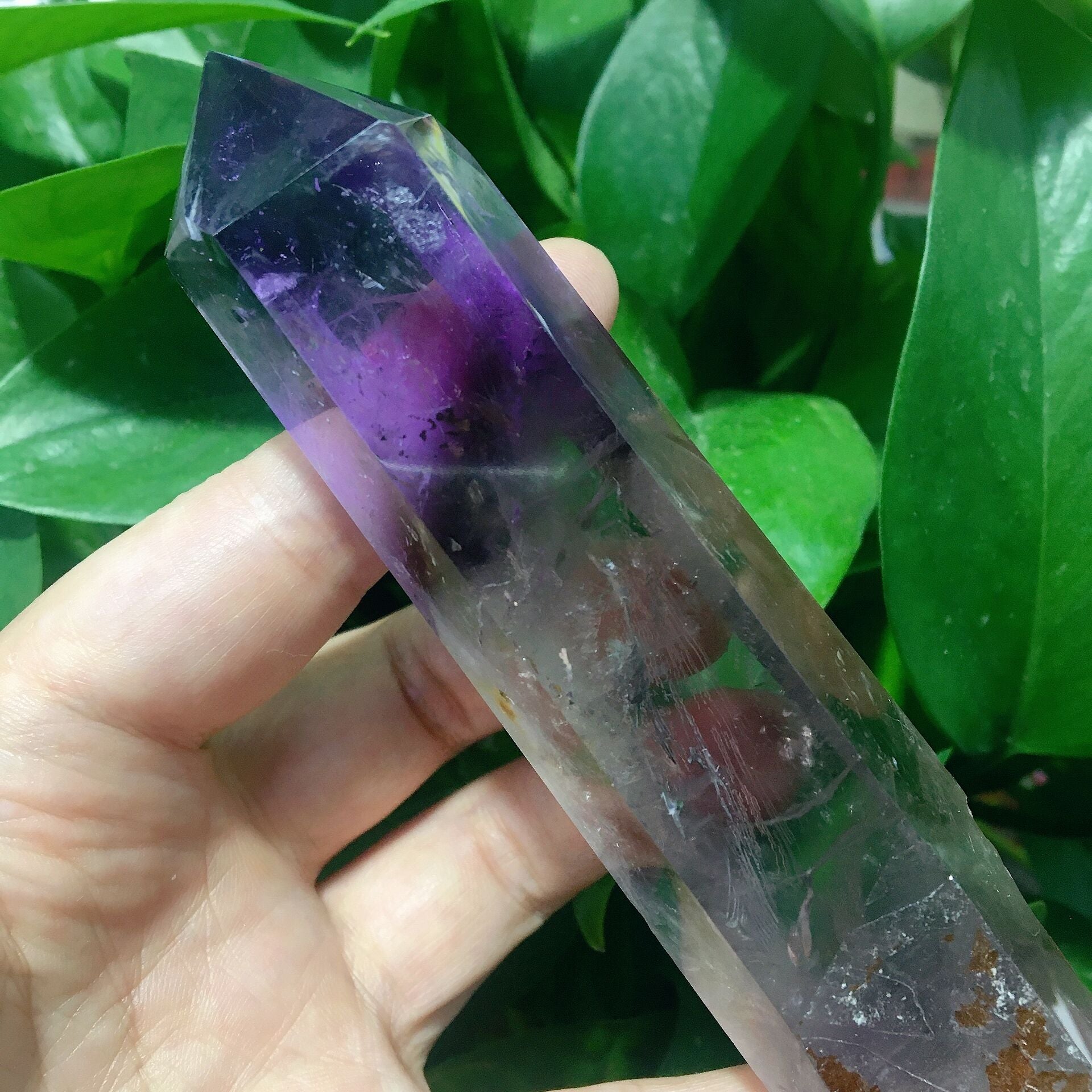 5.4 inch Dark Purple Amethyst Healing Crystal Point Half Polished
