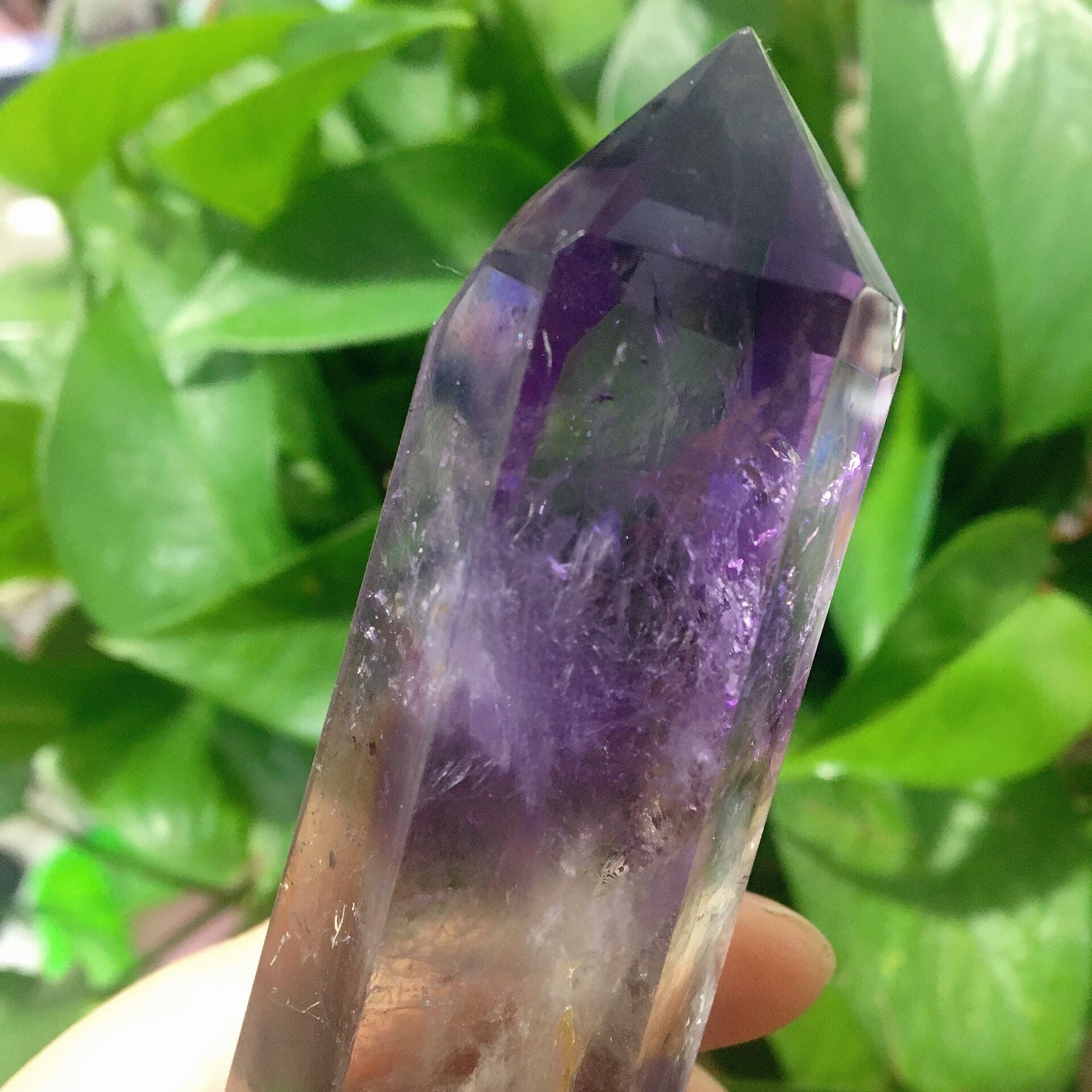 5.4 inch Dark Purple Amethyst Healing Crystal Point Half Polished