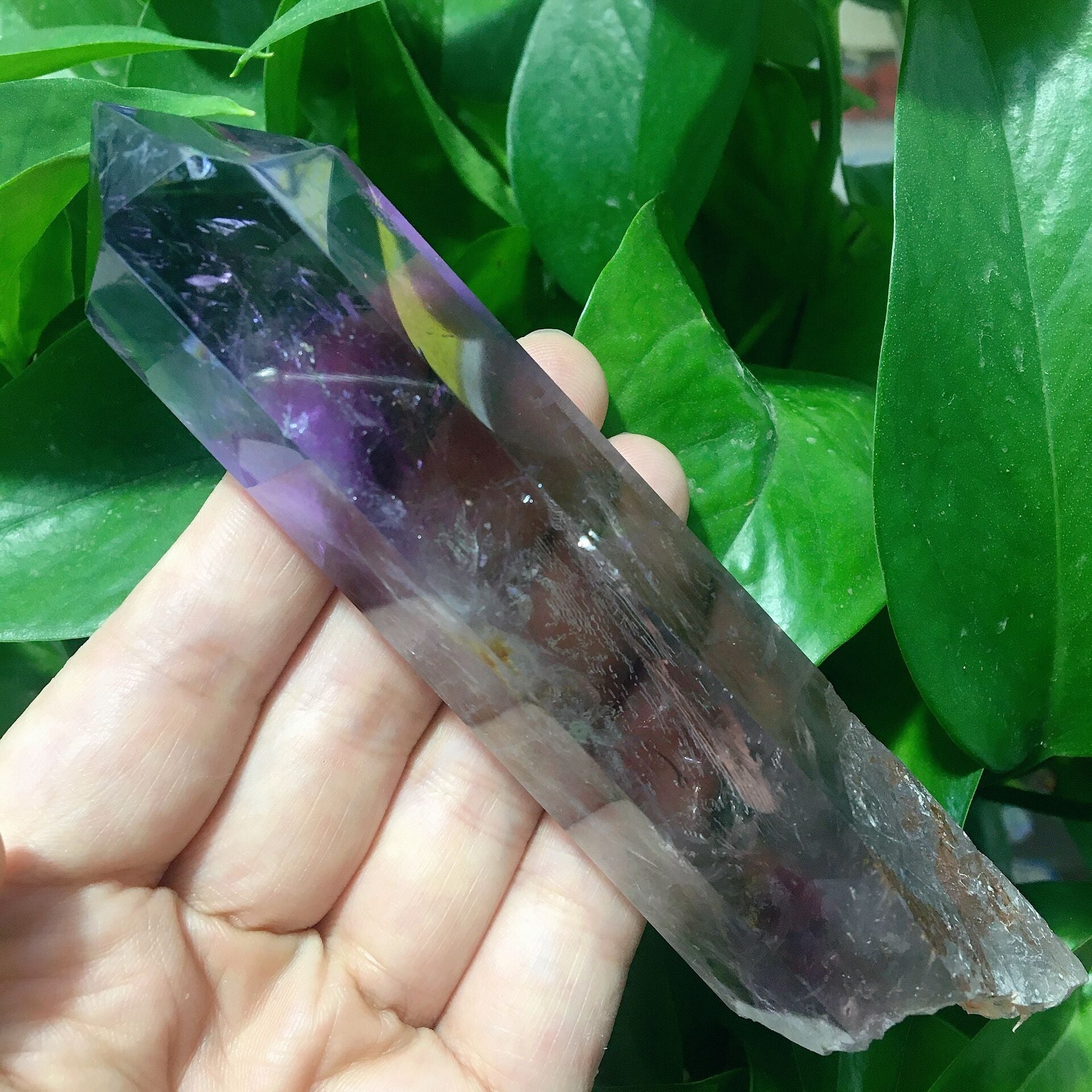 5.4 inch Dark Purple Amethyst Healing Crystal Point Half Polished