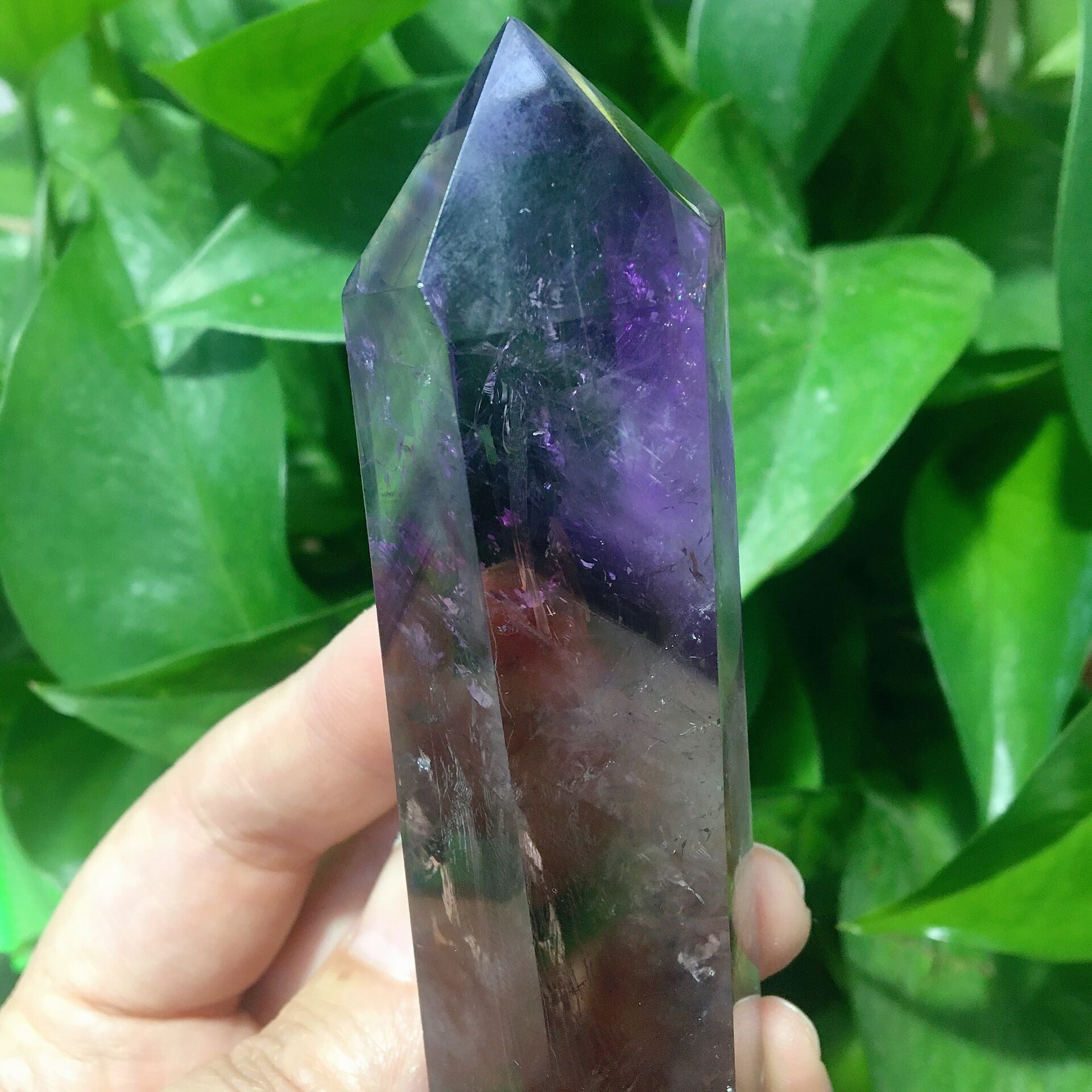 5.4 inch Dark Purple Amethyst Healing Crystal Point Half Polished