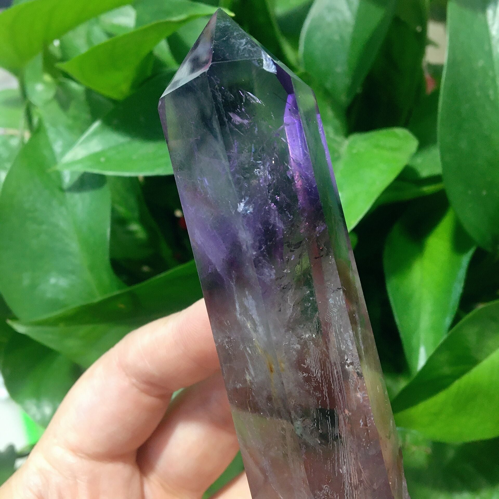 5.4 inch Dark Purple Amethyst Healing Crystal Point Half Polished