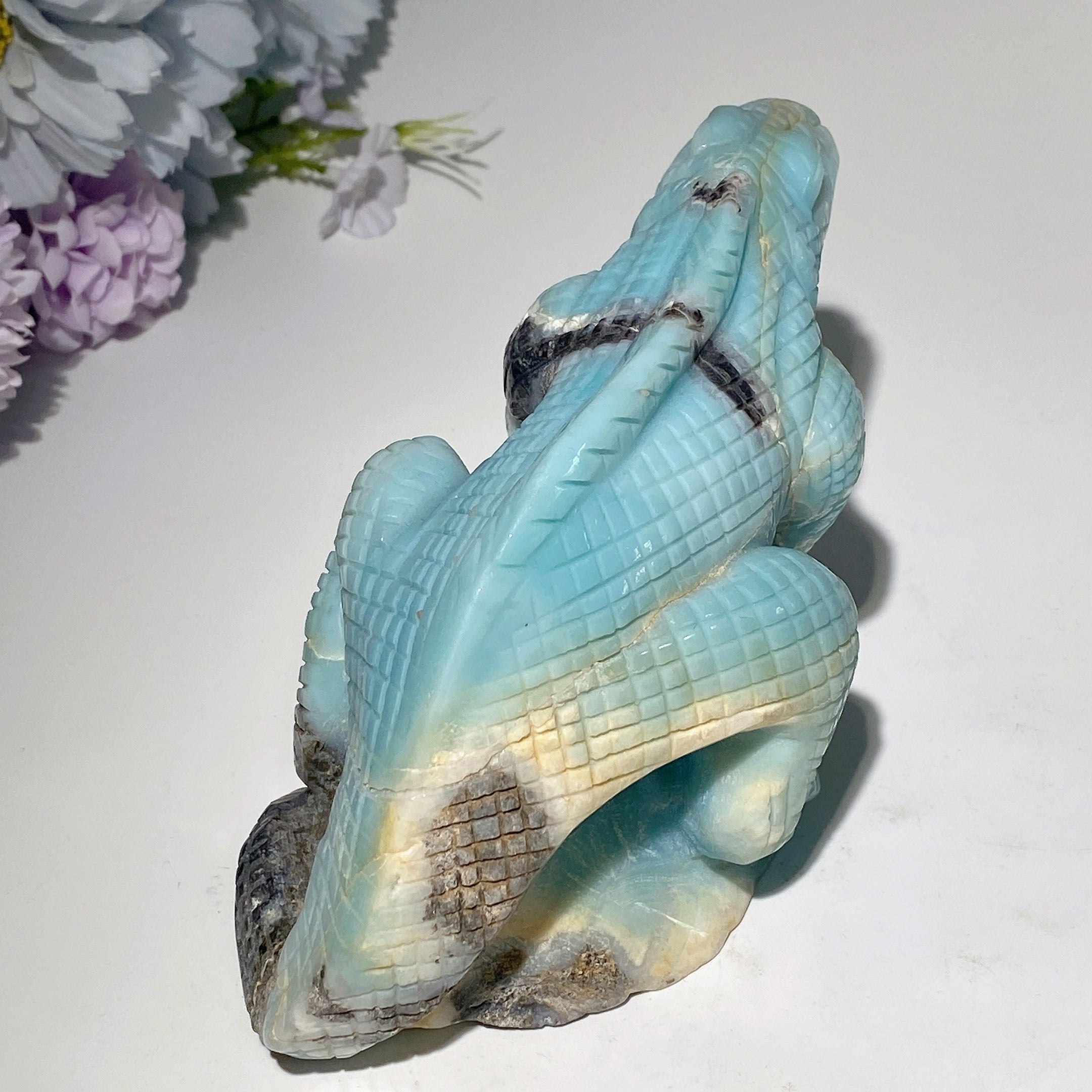 Sculpture de guérison en cristal bleu ciel de 5,4 pouces
