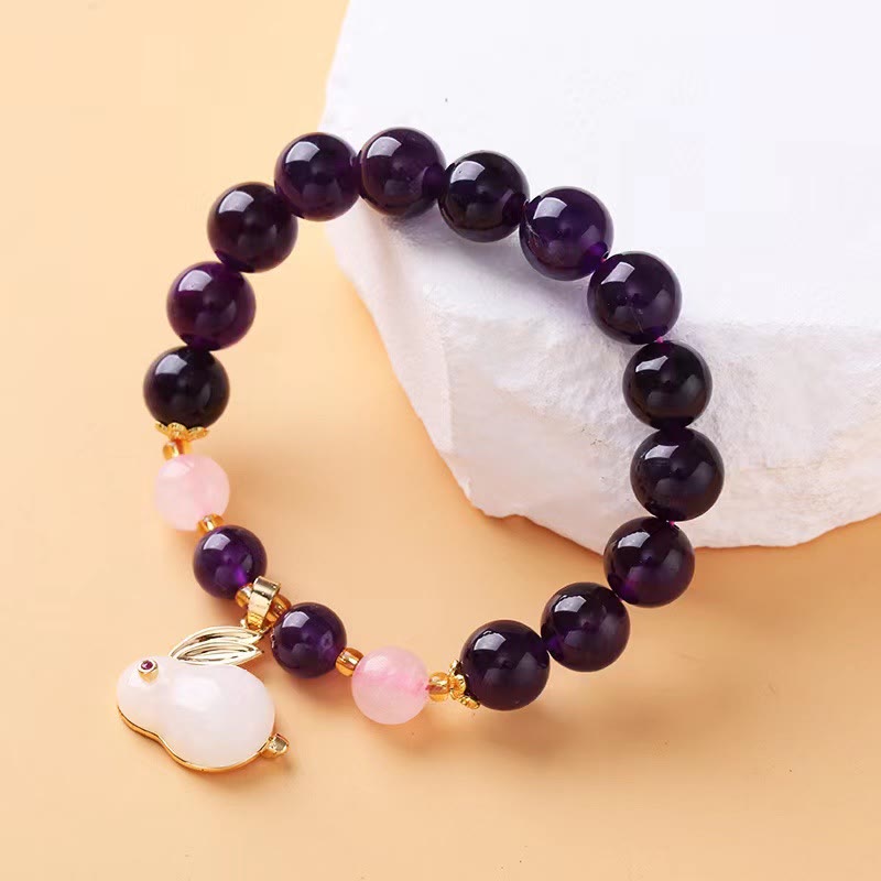 Bracelet en améthyste pour femme de 14 à 16 cm