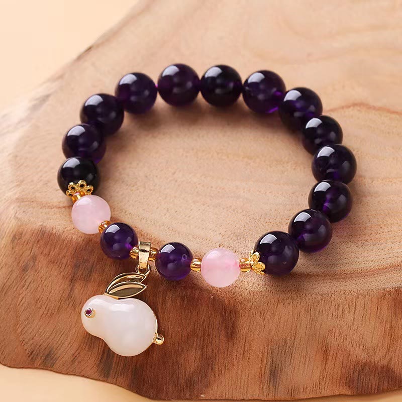 Bracelet en améthyste pour femme de 14 à 16 cm