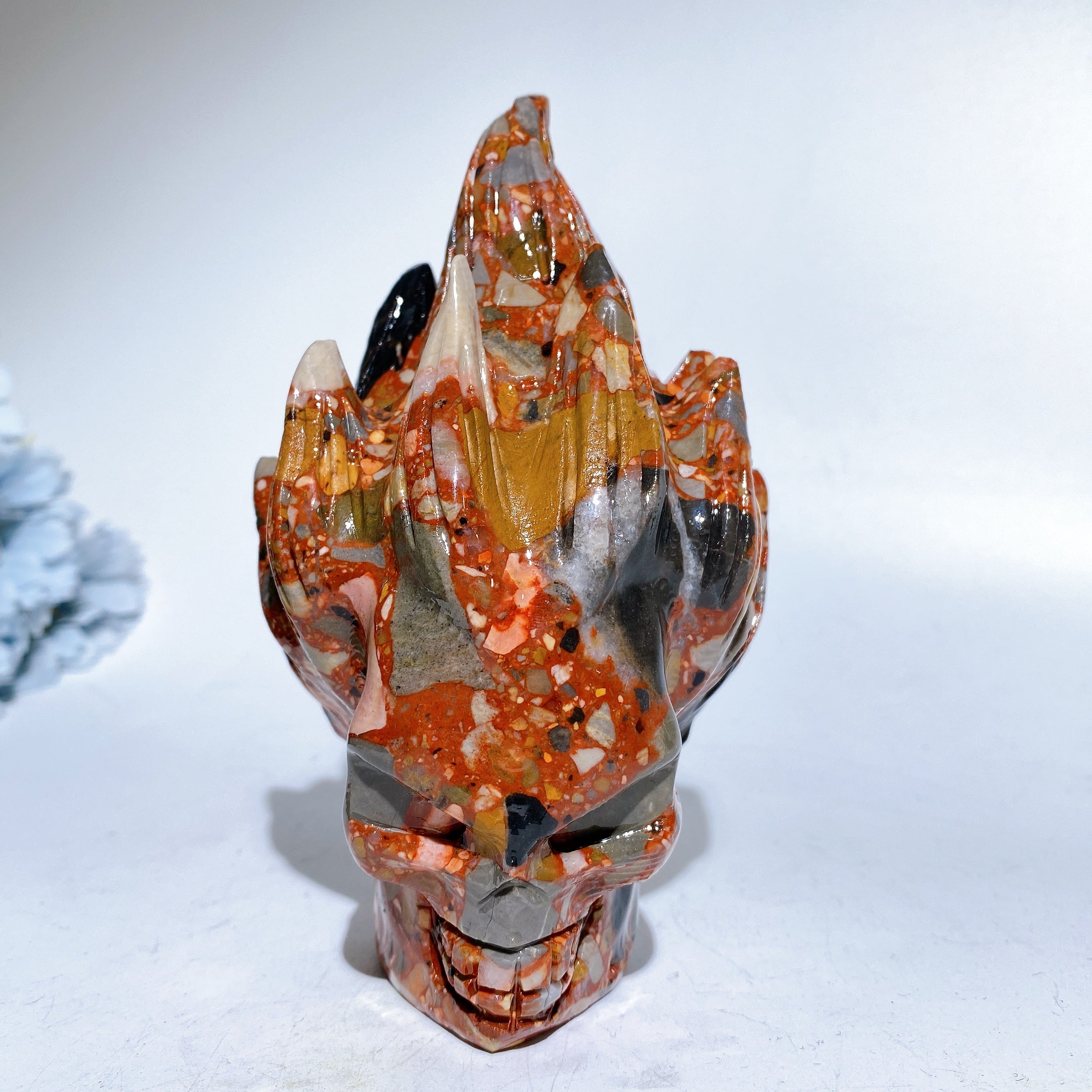 5.5-inch Jade Crystal Skull Carving for Healing & Meditation