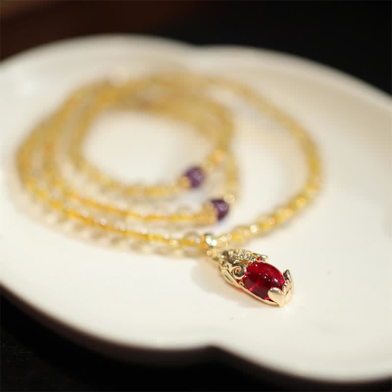 Bracelet de protection et de prospérité Pixiu en citrine et améthyste de 5,5 mm