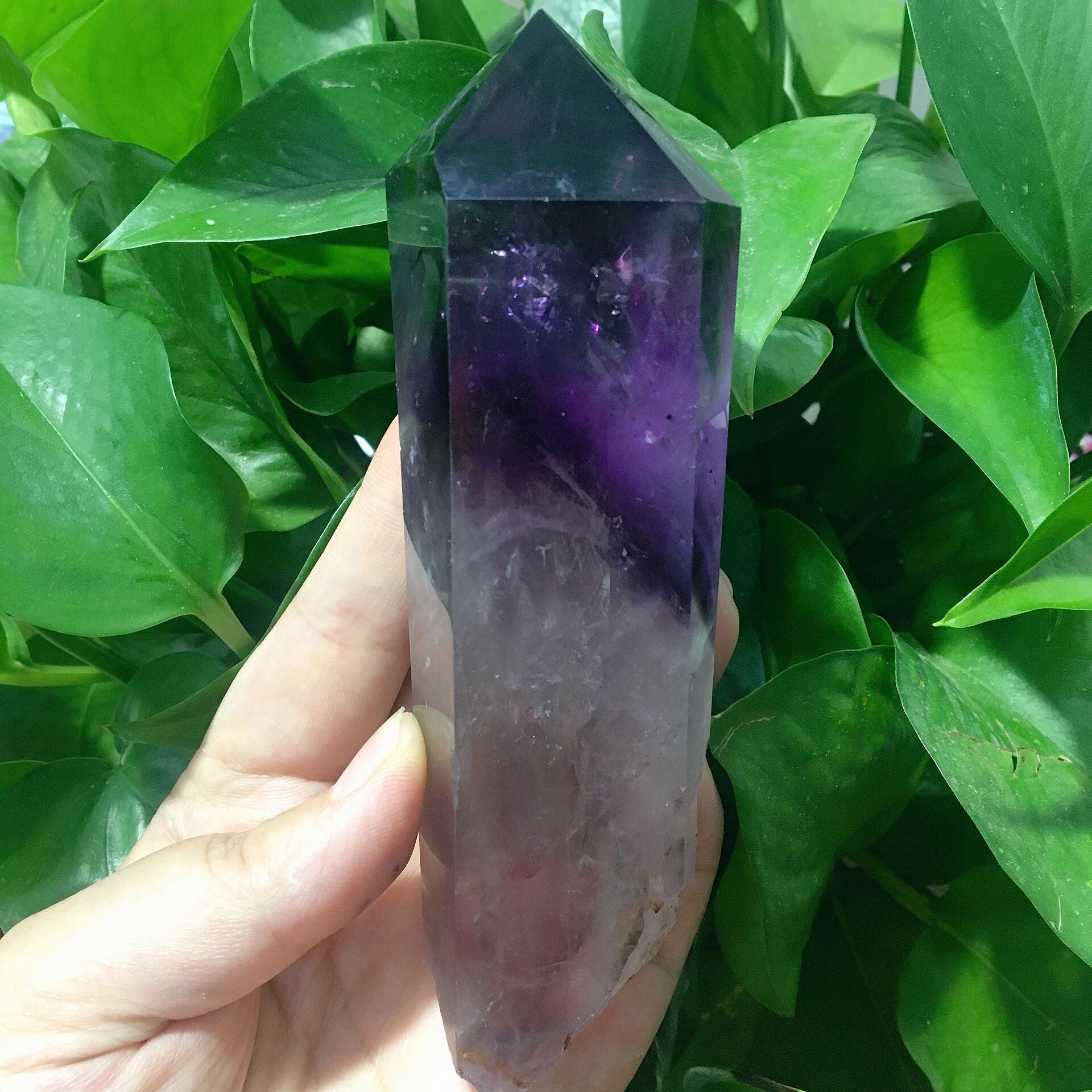 5.8-inch Dark Purple Amethyst Crystal Point Half Polished