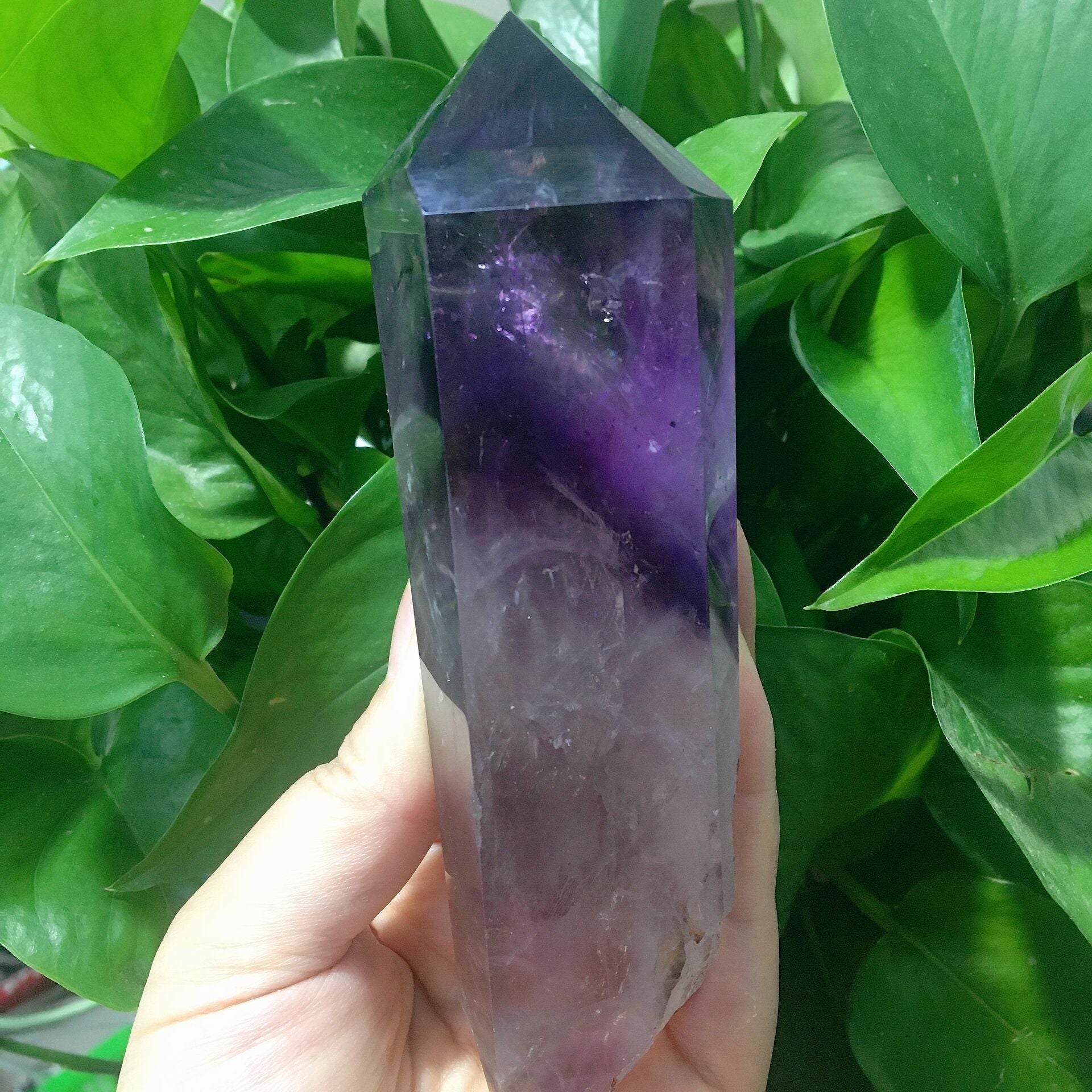 5.8-inch Dark Purple Amethyst Crystal Point Half Polished