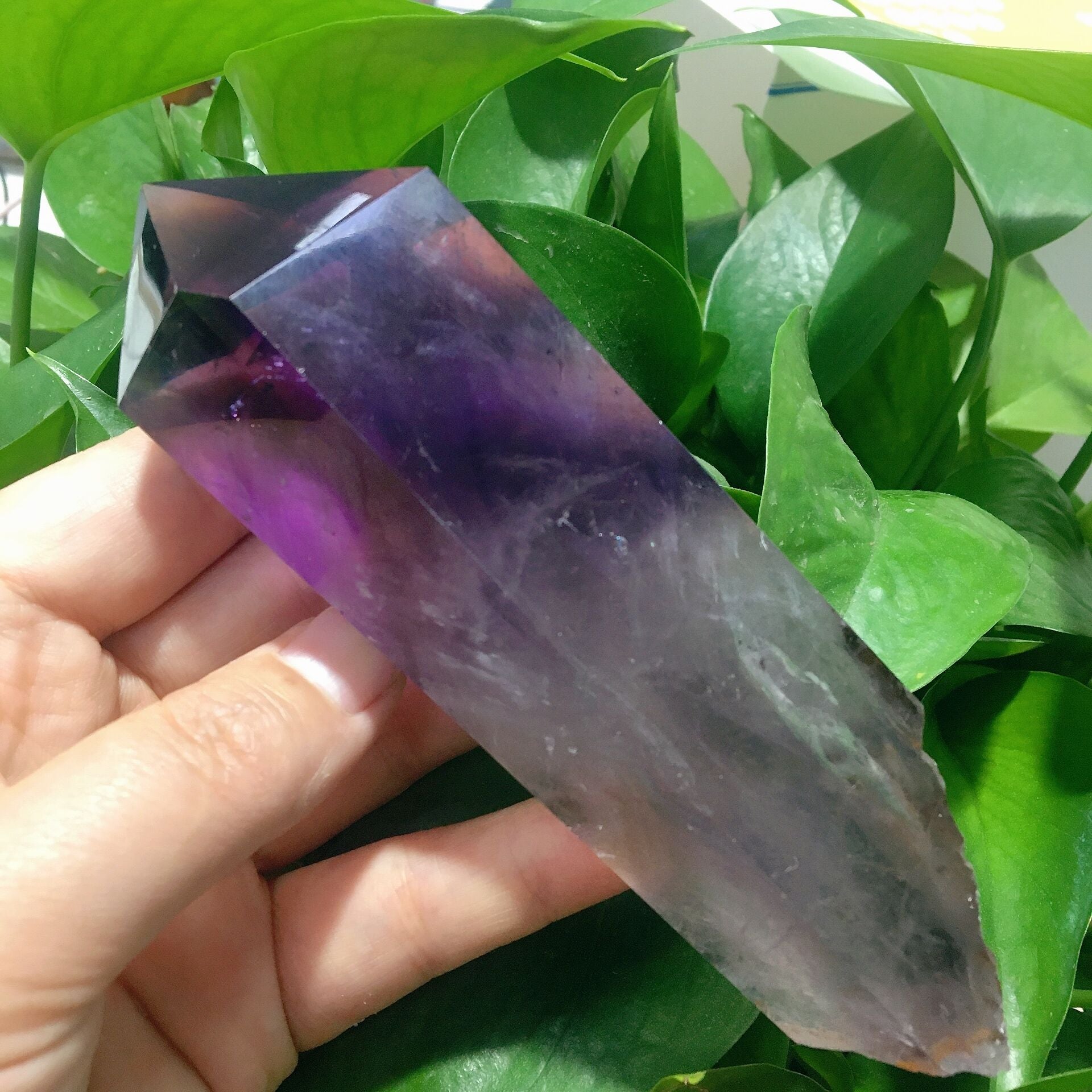 5.8-inch Dark Purple Amethyst Crystal Point Half Polished
