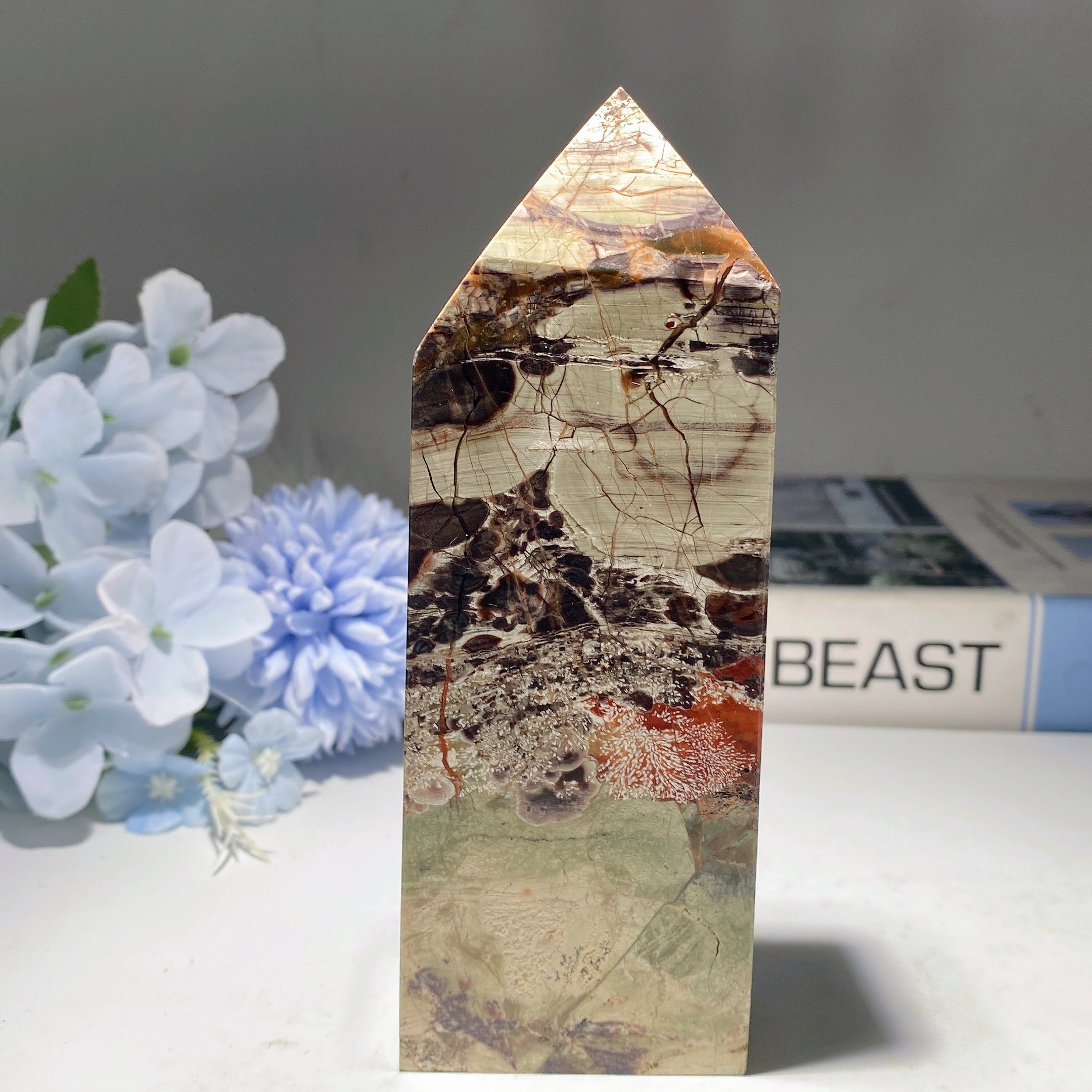 5-8 Inch Money Agate Crystal Tower for Healing & Energy