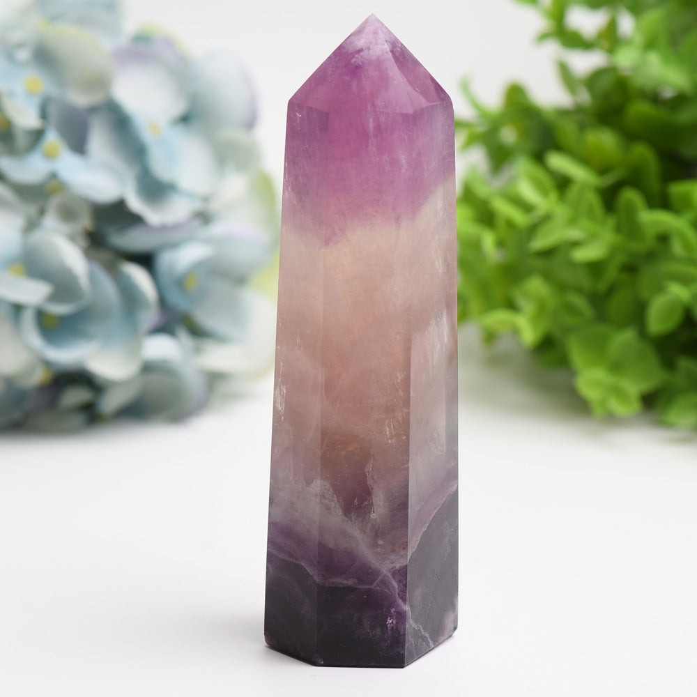5 to 8 Inch Rainbow Fluorite Healing Crystal Tower