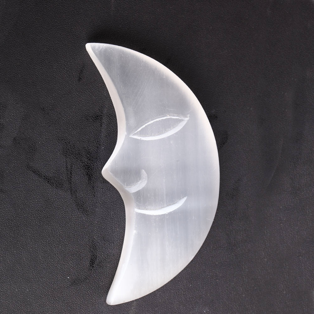 5.85 Inch Selenite Moon Crystal Carving Figurine