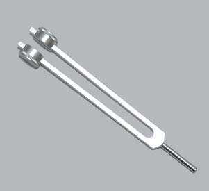 Medical tuning fork with dual prongs and handle for 50 Hz pain relief