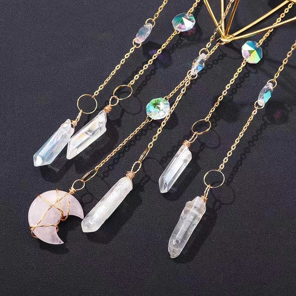 50cm Crystal Suncatcher Hanging with Clear Quartz or Rose Quartz