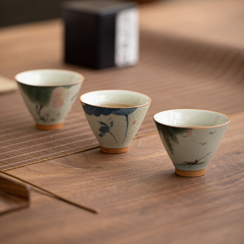 Tasse à thé en céramique de 50 ml avec motif de lotus et de poisson koï pour la méditation