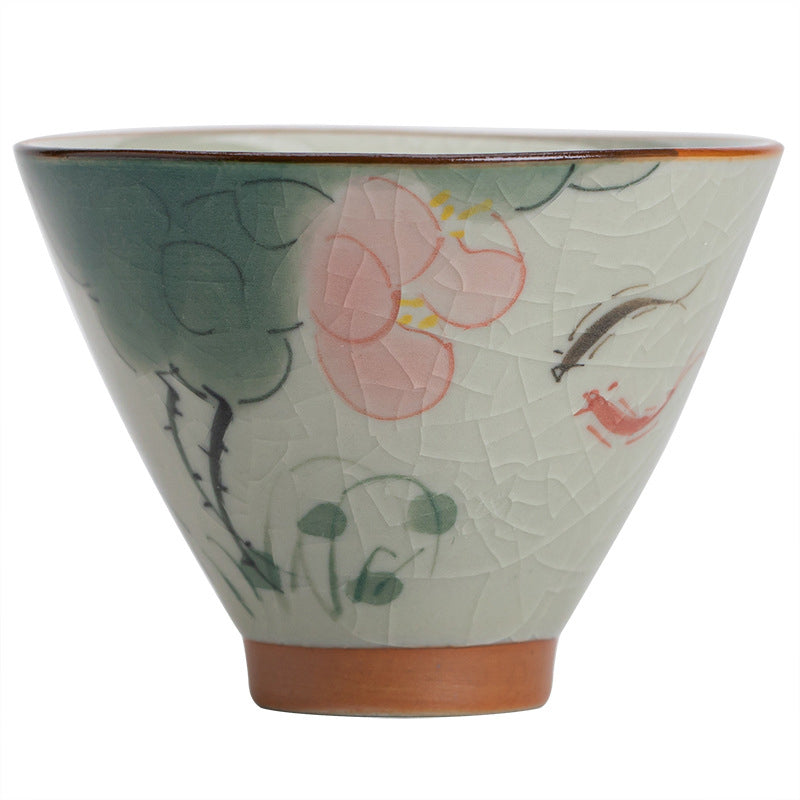 Tasse à thé en céramique de 50 ml avec motif de lotus et de poisson koï pour la méditation